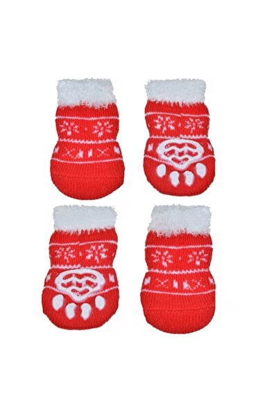 SHOPIENS Șosete de Crăciun pentru câini, talpă antiderapantă, roșii cu blană ...