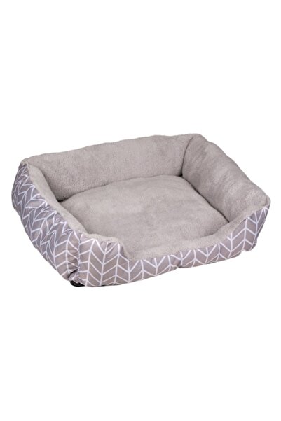 SHOPIENS Pat pentru câini 61x45x19 cm — Gri cu dungi albe, Poliester, Căptușe...