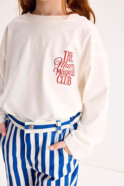 Marvy The Magical Club Ecru Printed Long Sleeve Tshirt