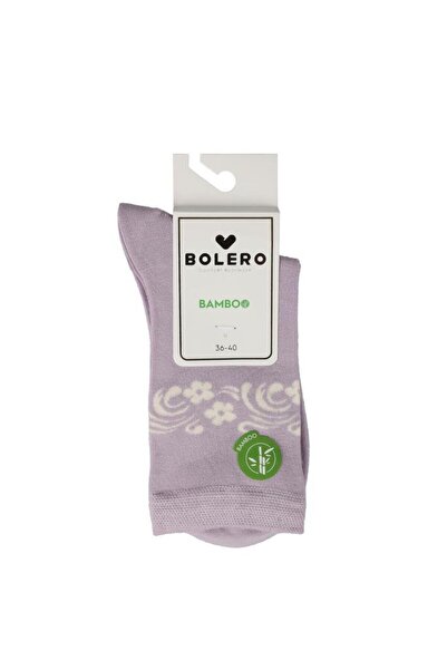 Bolero Women's Premium Stitch-Free Bamboo Conch Floral Socks Lilac