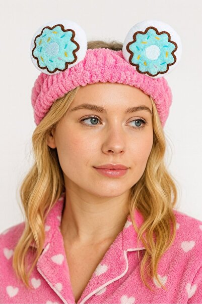 TAKIŞTIR ربطة شعر من القطيفة على شكل دونات باللون الفوشيا