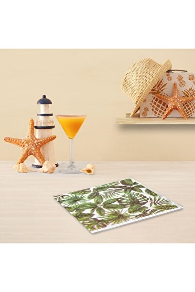 MYONNA IT & E- COMMERCE Joli Paper Napkins, Tropical Leaves, 33x33 cm, Set of 40, White-Green