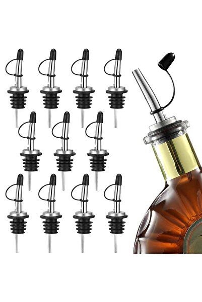 Generic KASTWAVE KASTWAVE 12PCS Stainless Steel Liquor Bottle Pourers Pourers with Siamese Rubber Dust Caps
