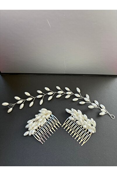 Store 3 lü set Gelin aksesuar özel gün tokası incili el yapımı