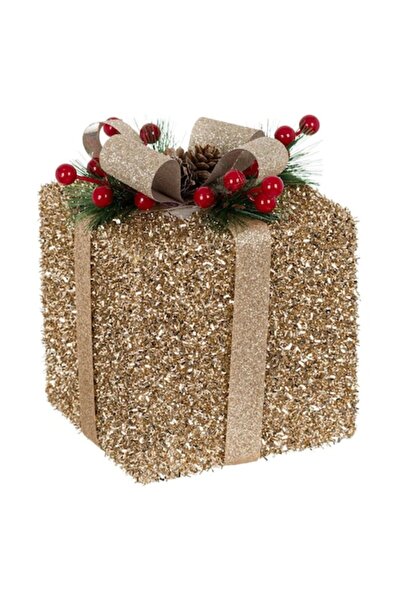 MYONNA IT & E- COMMERCE Decorative Christmas Gift - Tinsel Model, Beige, 13x13x15 cm