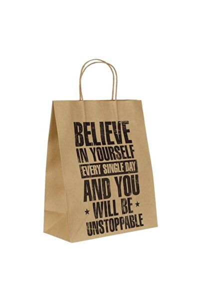 SHOPIENS Τσάντα δώρου Kraft, 'Πίστεψε στον εαυτό σου', Χάρτινη, 26x12x32εκ., ...