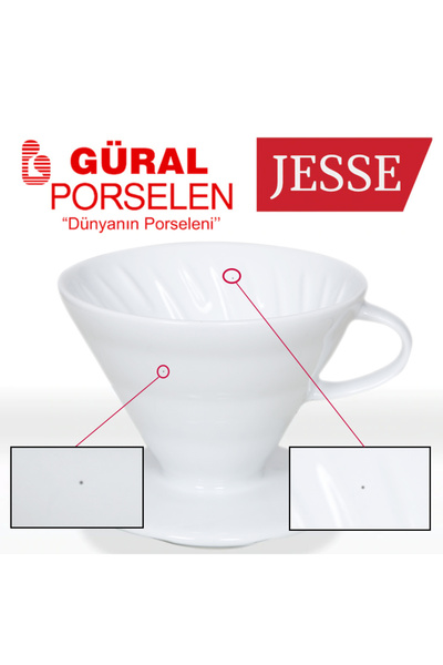 Güral Porselen V60 Porselen Dripper Kahve Demleme Defoludur