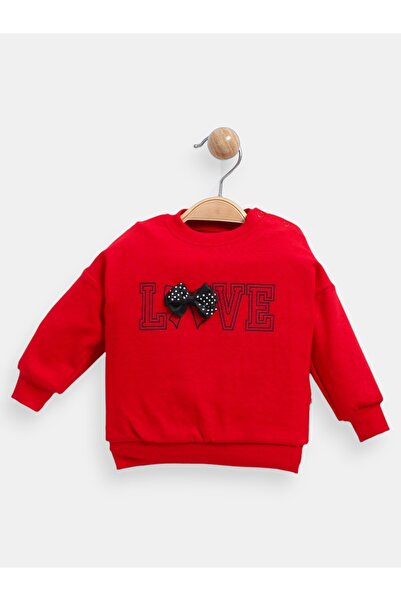 BABYSEE Kız Bebek Mevsimlik 2'li Takım Fiyonk Detaylı LOVE Baskılı