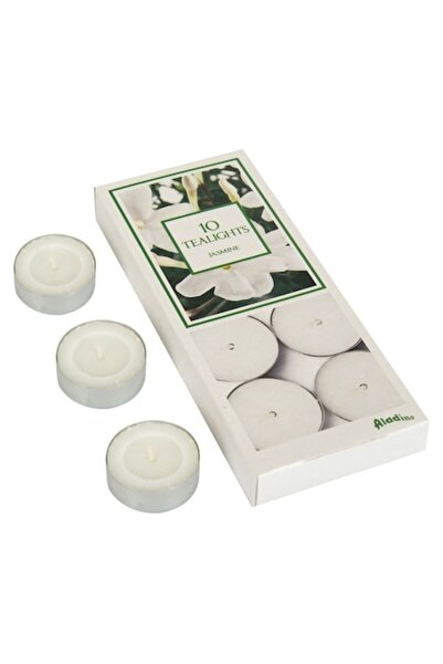MYONNA IT & E- COMMERCE MYONNA Aladino Tealight Candles, Jasmine, 4h Burn Time, White, 10 pcs