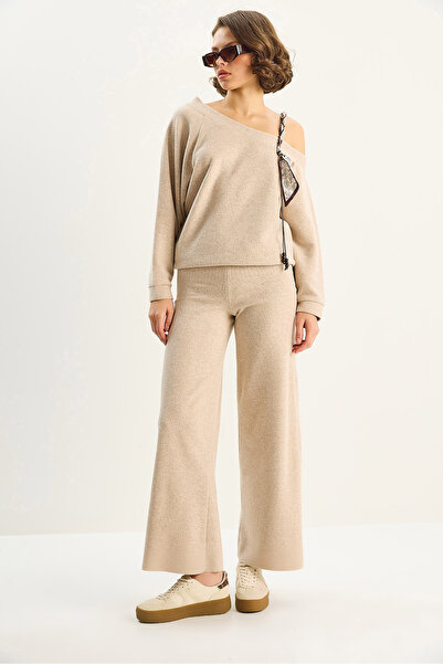 Bianco Lucci Women's Shawl Accessory One Shoulder Top Loose Pants Thessaloniki Set 6940 60283708