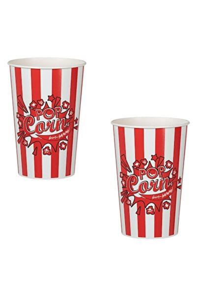 SHOPIENS Set de pahare de hârtie, design cu dungi, 960 ml, roșu, 2 bucăți