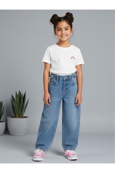 ASL GOLF CLUB Pantaloni de blugi largi pentru fete, cu picioare largi