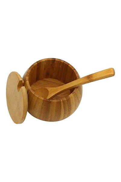 Generic Bamboo Handmade Kitchen Jar With Lid Spoon Brown