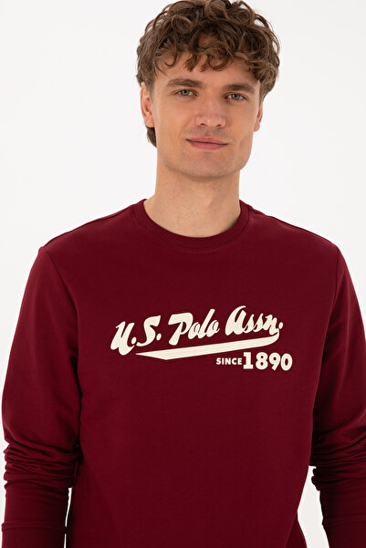 U.S. Polo Assn. Men's Crew Neck Regular Fit Claret Red Sweatshirt 50316315-Vr014