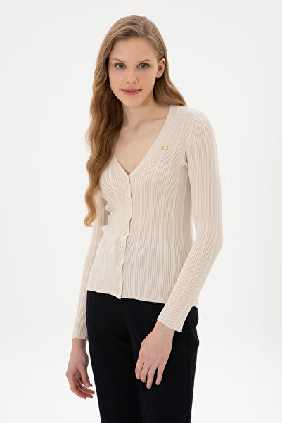 U.S. Polo Assn. Women's Cream Basic Knitwear Cardigan 50313580-Vr071
