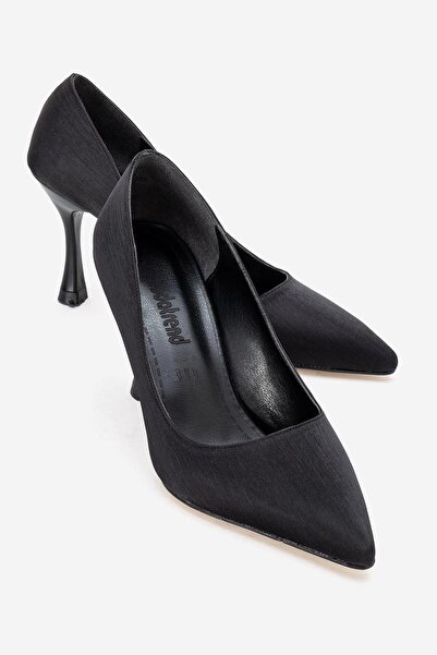 CCWAY AYAKKABI Women's Stiletto Shoes Black Striped Satin