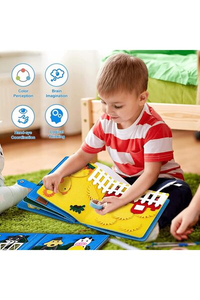 Generic Montessori Busy Book for Toddlers, 3D Felt Quiet Book - Develops Fine Motor Skills