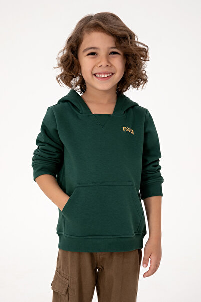 U.S. Polo Assn. Băiat Verde închis basic cu glugă cu căptușeală din fleece Sw...