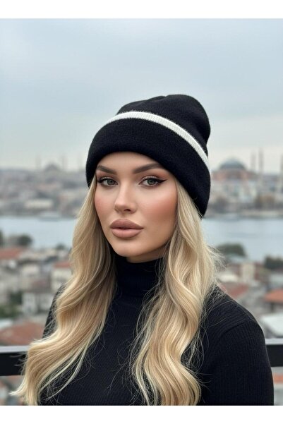 Goldmine Unisex Fluffy Striped Detail Soft Beanie