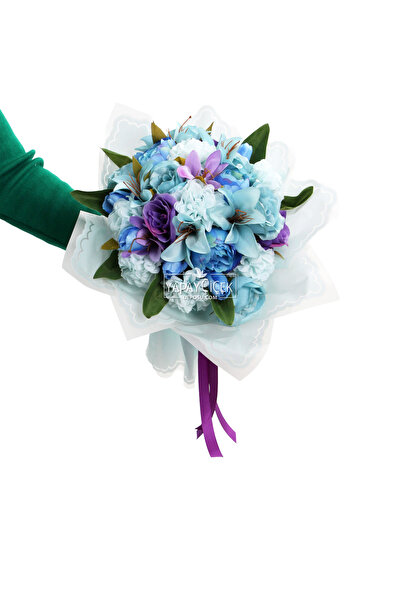 Yapay Çiçek Deposu Синьо изкуствено букетче за подарък Ноелия Цвете за предложение за годеж