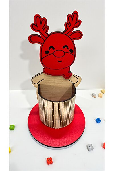 Pemina حامل أقلام على شكل غزال الرنة مصنوع من خشب MDF بسمك 3 مم