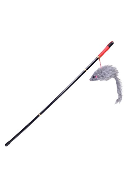SHOPIENS Cat Toy Wand with Mouse, String, 47 cm, Gray