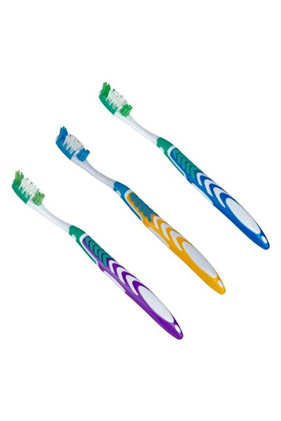 MYONNA IT & E- COMMERCE Multi Action Toothbrush Set, Multicolor, Adults, 3 pcs, Soft Bristles, Tongue Cleaner
