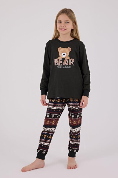 Arnetta Girl's Family Bear My Little Friend 100% Cotton 4 Seasons Long Sleeve Pajama Set