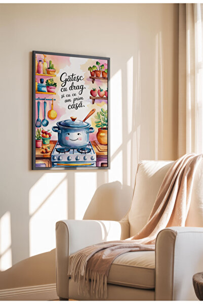 21mxm Unframed Kitchen Canvas Poster - Funny Romanian Quote - Digital Print - Gatesc cu Drag