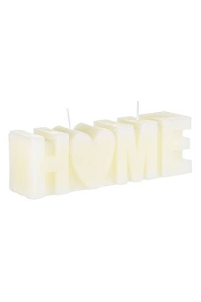 MYONNA IT & E- COMMERCE Decorative Candle 'HOME' - Vanilla Scent, Ecru, 18x5x5.5 cm