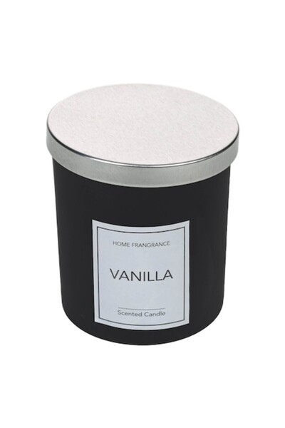 MYONNA IT & E- COMMERCE Lumânare parfumată - Vanilie, Alb în sticlă neagră cu...