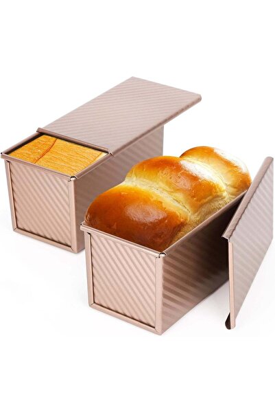 Generic Loaf Pan with Lid, 2 Pack 1 lb Non-Stick Bread Loaf Pans Carbon Steel Bread Toast Box with Cover fo