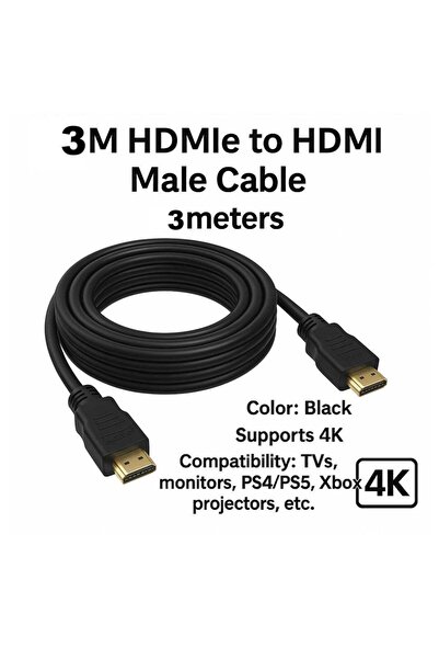 FUJISHKA كابل HDMI لجهاز PS4 بطول 3 أمتار - دقة 4K فائقة الوضوح (أسود)