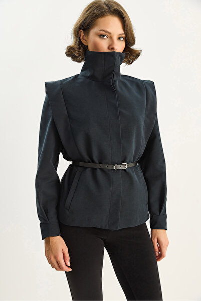 Bianco Lucci Жіночий структурований піджак з деталями на плечах, з підкладкою та поясом 0214 60283728