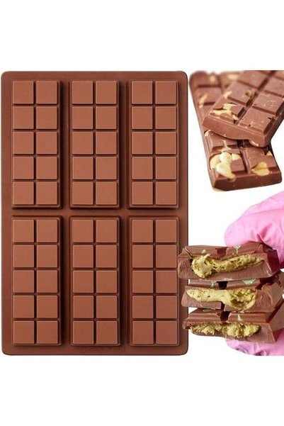 Generic Break Apart Chocolate Protein and Engery Bar Silicone Mold Brown 10*6...