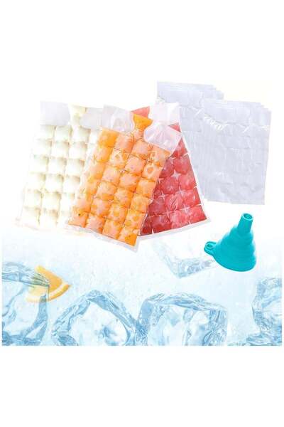 Generic CMGTYYD 60Pack Ice Bags for Ice Cubes, Disposable Freezer Bag with Convenient Funnel, Ice Cube Bags