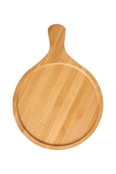 Generic Grooved Design Bamboo And Wood Pizza Tray Brown