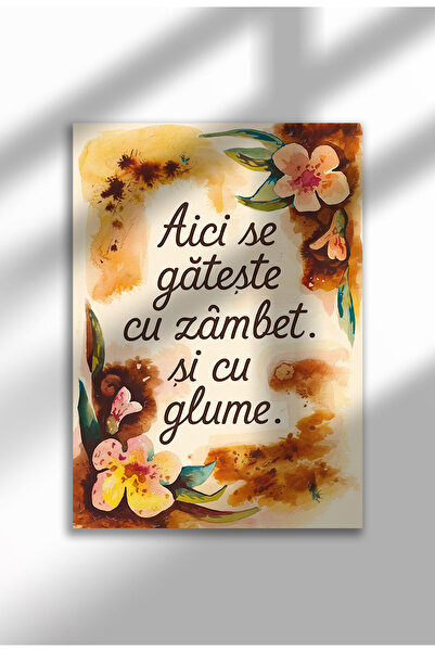 21mxm Unframed Kitchen Canvas Poster - Funny Romanian Quote - Digital Print - Cu zambet si cu glume