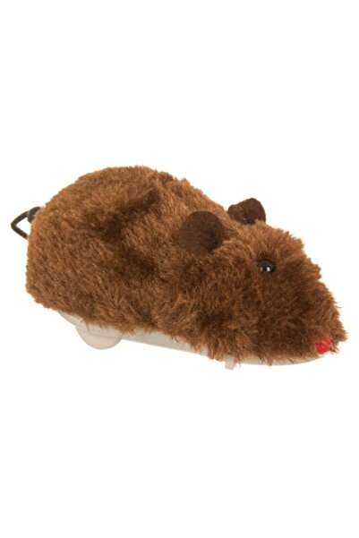 SHOPIENS Cat Toy — Wind-up Mouse with Key, 12 cm, Brown