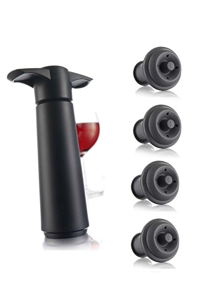 Generic Wine Preservation Pump with 2 Vacuum Stoppers Ideal for Keeping Your Wine Fresh Stylish Black Desig