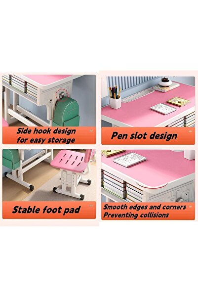 ZUIHAO Adjustable Height Kids Study Desk and Chair Set with Storage Drawer, Blue