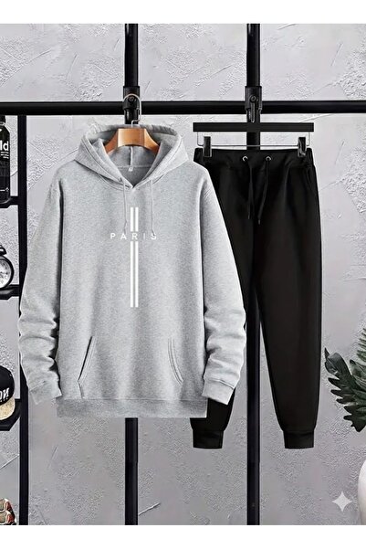 WOODROFFE Чоловічий комплект з худі з капюшоном і джоггер-штанами з принтом «Париж»