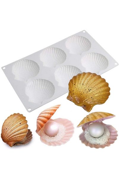 Generic 6 Cavity Shell Shaped Silicone Molds, Seashell Baking Molds, Marine T...