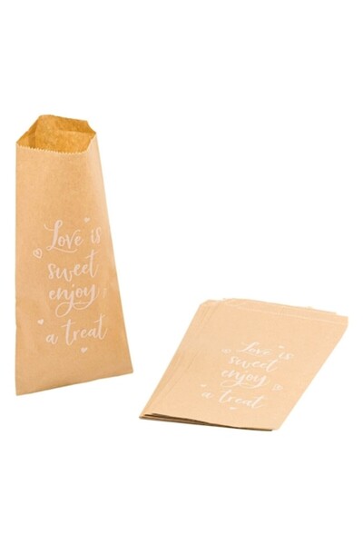 MYONNA IT & E- COMMERCE Χάρτινες σακούλες kraft 'Η αγάπη είναι γλυκιά, απολαύ...