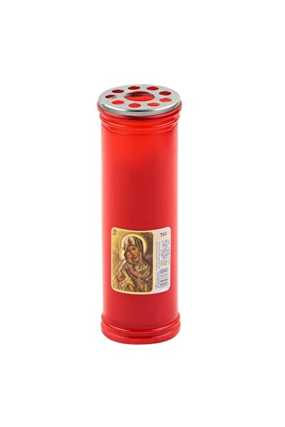 MYONNA IT & E- COMMERCE Decorative Candle with Virgin Mary Image, Red, 7.2x21 cm, 70h Burn Time