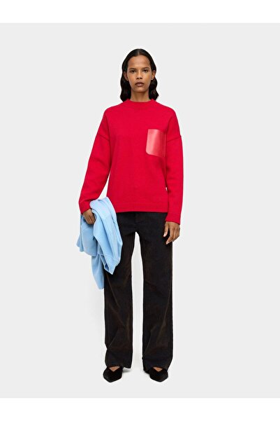 PARFOIS Deri Efektli Cepli Örme Kazak