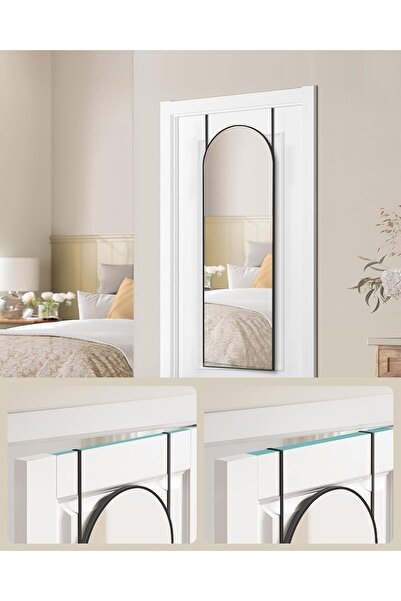 SONGMICS Oglindă decorativă cu ramă curbată, 120x40 cm, montare pe perete sau ușă, neagră