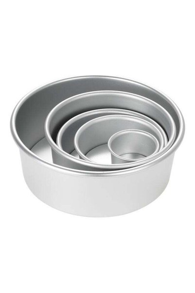 Generic 5-Piece Various Shape Aluminum Alloy Round Cake Mould Silver 21.8 x 8...