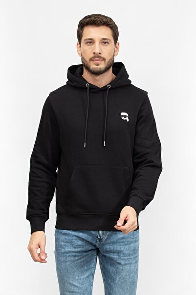 Karl Lagerfeld Erkek Kapüşonlu Sweatshirt Siyah