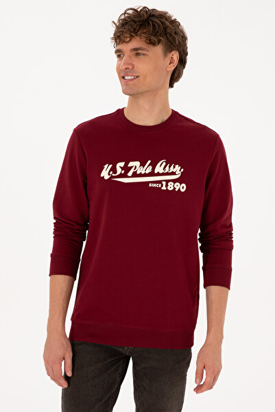 U.S. Polo Assn. Men's Crew Neck Regular Fit Claret Red Sweatshirt 50316315-Vr014